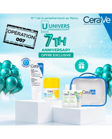 CERAVE OFFRE CREME HYDRATANTE PM 40ML+ FLUIDE SUNSCREEN SPF 50+ 50ML+ TROUSSE ET 3 FORMATS VOYAGE OFFERTS