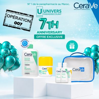 CERAVE OFFRE GEL MOUSSANT PEAUX NORMALE A GRASSE 473ML + FLUIDE INVISIBLE TOUCHER SEC SPF 50+ + TROUSSE ET 3 FORMATS VOYAGE OFFE