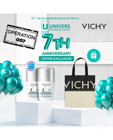 VICHY OFFRE EXCLUSIVE WEB 2 DEODORANTS DETRANSPIRANT 72 H INVISIBLE FEMME 50 ML + SAC OFFERT