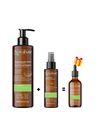 NOVAHAIR OFFRE SHAMPOING 250ML + LOTION 125ML +HUILE ANTI CHUTE 50ML OFFERTE