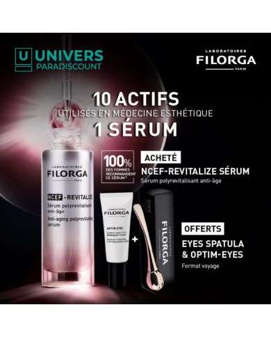 FILORGA  OFFRE NCEF REVITALIZE SERUM 30 ML + OPTIM EYES FORMAT VOYAGE ET EYES SPATULA OFFERTS