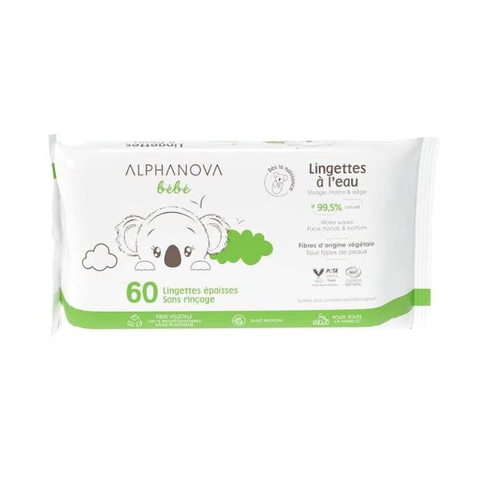 ALPHANOVA BEBE LINGETTES NETTOYANTES 60 UNITES