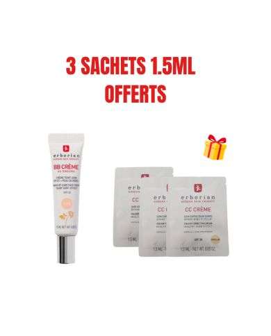 ERBORIAN OFFRE BB CREME AU GINSENG CREME TEINT CLAIR SPF20 15 ML + 3 SACHETS OFFERTS