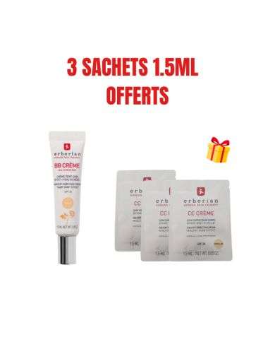 ERBORIAN OFFRE BB CREME AU GINSENG CREME TEINT NUDE SPF20 15 ML + 3 SACHETS OFFERT