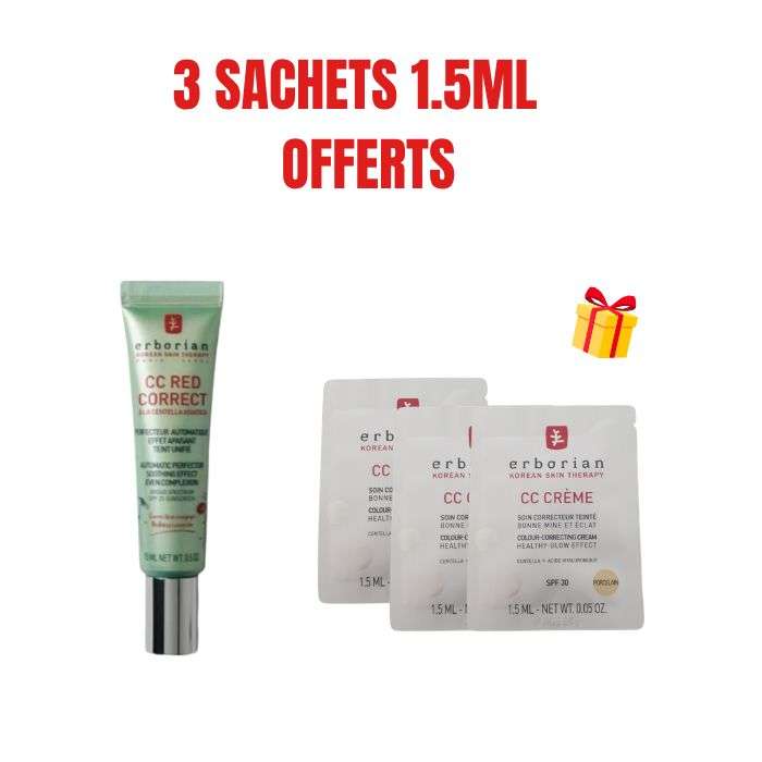 ERBORIAN CC RED CORRECT CENTELLA ASIATICA EFFET APAISANT SPF25 15 ML