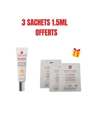 ERBORIAN OFFRE BB CREME AU GINSENG CREME TEINT DORE SPF20 15 ML + 3 SACHETS OFFERTS