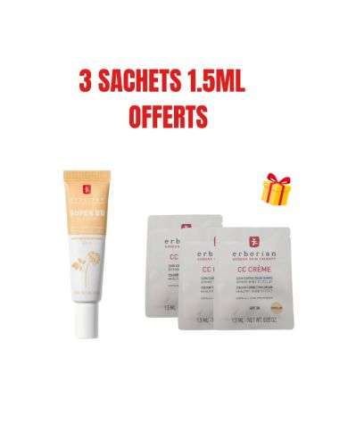 ERBORIAN OFFRE SUPER BB CREME SOIN COUVRANTE SPF20 NUDE 15ML + 3 SACHETS OFFERTS