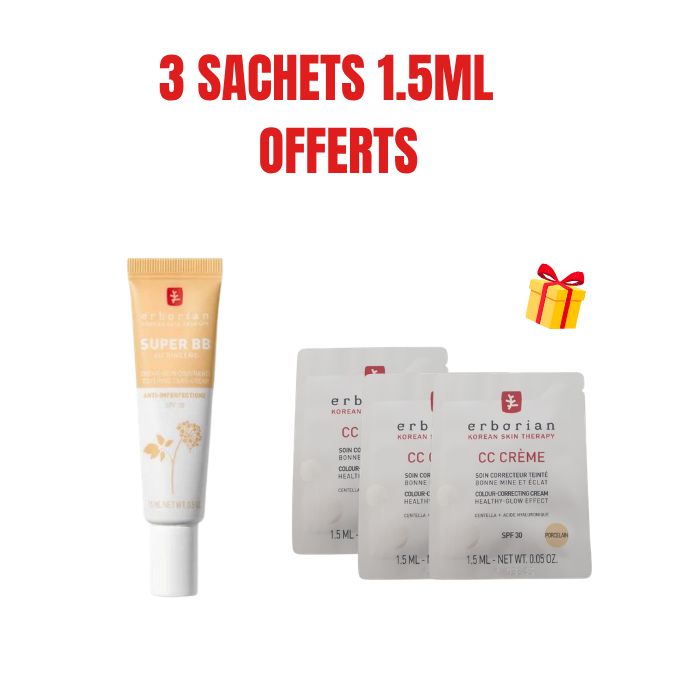 ERBORIAN SUPER BB CREME SOIN COUVRANTE SPF20 NUDE 15ML