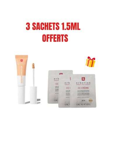 ERBORIAN OFFRE SUPER BB CONCEALER SPF25 DORE 10ML + 3 SACHETS OFFERTS