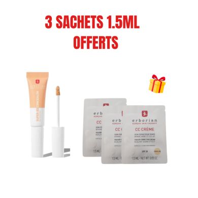 ERBORIAN OFFRE SUPER BB CONCEALER SPF25 DORE 10ML + 3 SACHETS OFFERTS