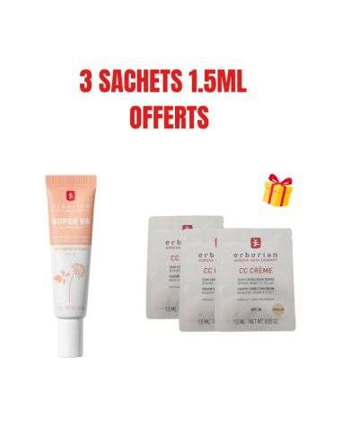ERBORIAN OFFRE SUPER BB CREME SOIN COUVRANTE SPF20 CLAIR 15ML + 3 SACHETS OFFERTS