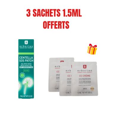 ERBORIAN OFFRE CENTELLA SOS PATCH GEL EFFET PATCH 9ML + 3 SACHETS OFFERT