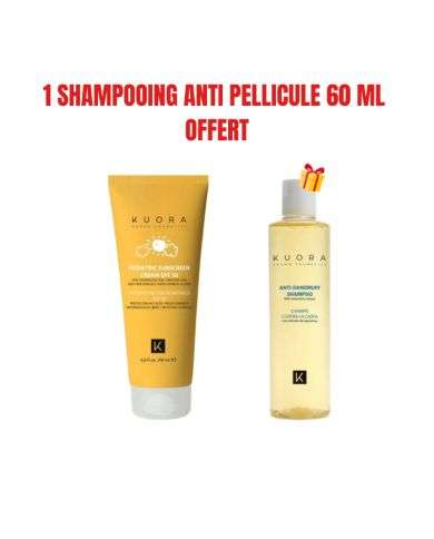 KUORA OFFRE ECRAN SOLAIRE PEDIATRIQUE SPF 50 SANS FILTRES CHIMIQUES 200 ML + 1 SHAMPOOING ANTI PELLICULE 60 ML  OFFERT