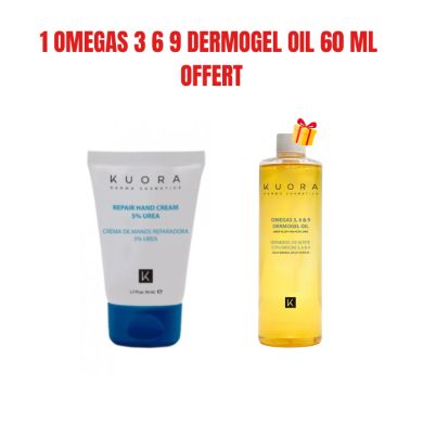 KUORA OFFRE CREME REPARATIRCE MAIN A L'UREE 5% 50 ML + 1 OMEGAS 3 6 9 DERMOGEL OIL 60 MLOFFERT