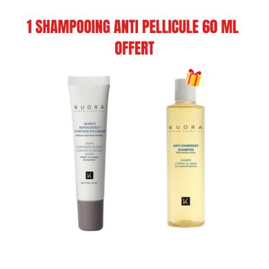 KUORA OFFRE CREME CONTOUR DES YEUX EFFET BOTOX 28 JOURS 15 ML + 1 SHAMPOOING ANTI PELLICULE 60 MLOFFERT