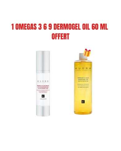 KUORA OFFRE SERUM COMBLEMENT RIDES AUX BIOMEMBRANES ET À L'ACIDE HYALURONIQUE 50 ML + 1 OMEGAS 3 6 9 DERMOGEL OIL 60 ML  OFFERT
