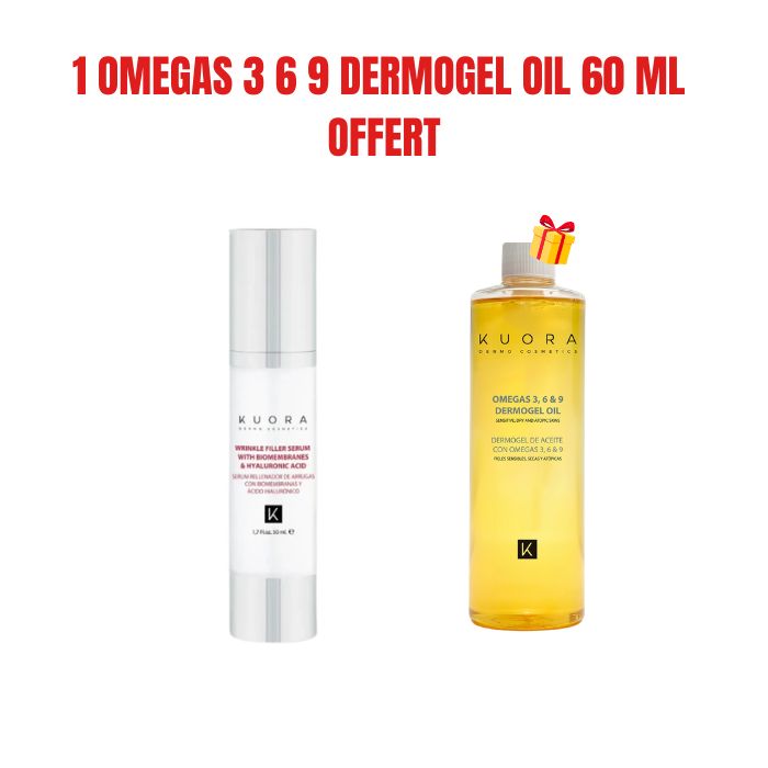 KUORA OFFRE SERUM COMBLEMENT RIDES AUX BIOMEMBRANES ET À L'ACIDE HYALURONIQUE 50 ML + 1 OMEGAS 3 6 9 DERMOGEL OIL 60 MLOFFERT