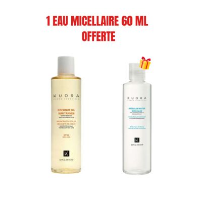 KUORA OFFRE COCONUT OIL SUN TANNER SPF50250ML + 1 EAU MICELLAIRE 60 MLOFFERTE