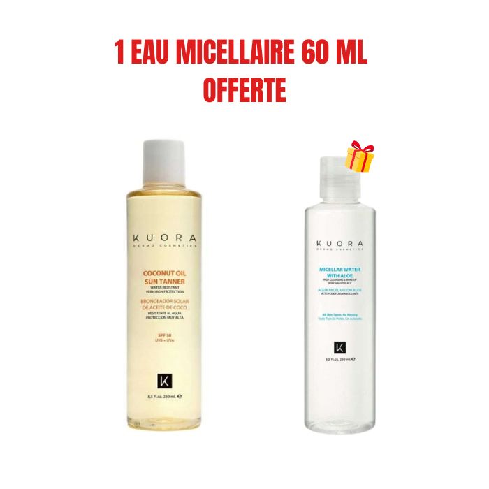 KUORA OFFRE COCONUT OIL SUN TANNER SPF50250ML + 1 EAU MICELLAIRE 60 MLOFFERTE