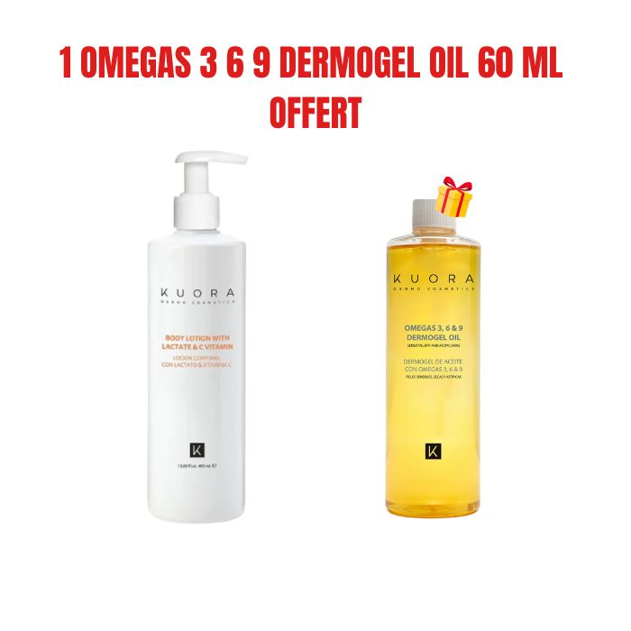 KUORA OFFRE LOTION POUR CORPS VITAMINE C 400 ML + 1 OMEGAS 3 6 9 DERMOGEL OIL 60 MLOFFERT
