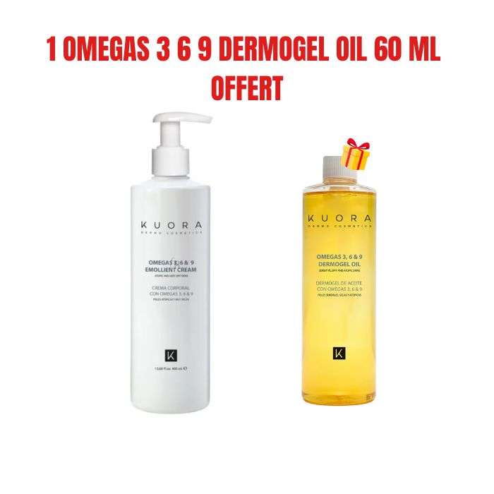 KUORAOFFRE CREME EMOLLIENTE OMEGA 3 6 ET 9 PEAUX SENSIBLES SECS ET ATOPIQUE 400 ML + 1 OMEGAS 3 6 9 DERMOGEL OIL 60 MLOFFERT