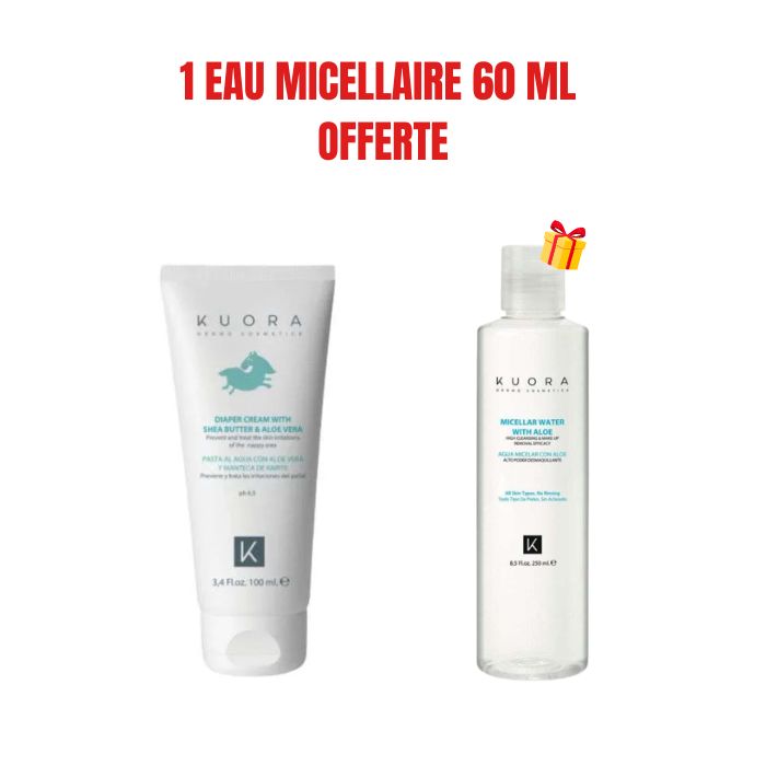 KUORA OFFRE CREME DE CHANGE AU BEURRE DE KARITE ET A L ALOE VERA PH 6,5 100 ML + 1 EAU MICELLAIRE 60 MLOFFERTE
