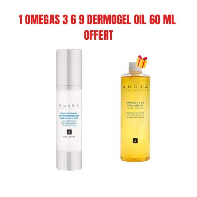 KUORA OFFRE GEL HYDRATANT AUX BIOMEMBRANES ET A L'ACIDE GLYCOLIQUE SPF10 50ML + 1 OMEGAS 3 6 9 DERMOGEL OIL 60 MLOFFERT