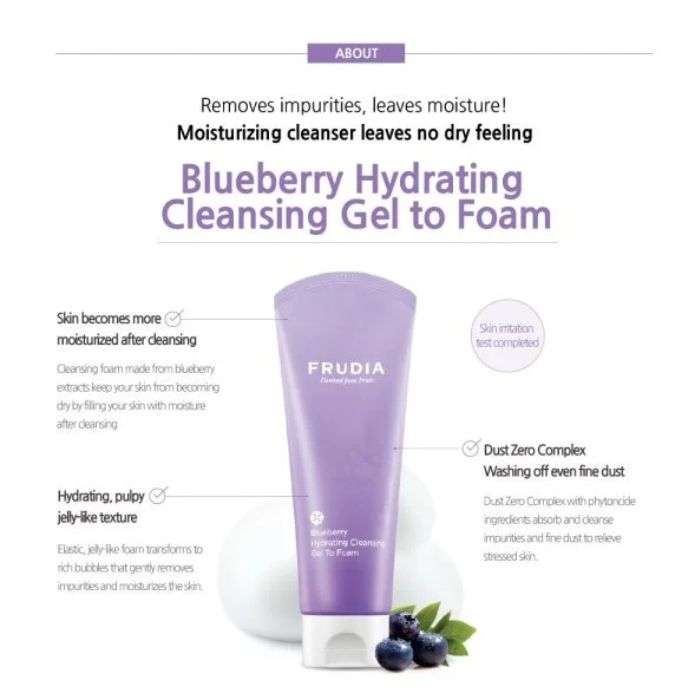 FRUDIA BLUEBERRY HYDRATING CLEANSING GEL TO FOAM 145 ML
