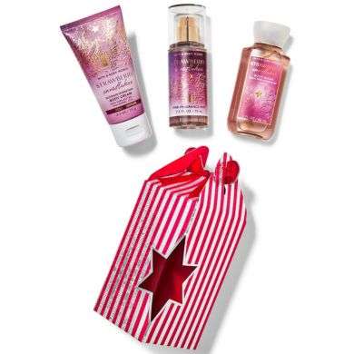 BATH AND BODY WORKS STRAWBERRY SNOWFLAKES MINI GIFT SET