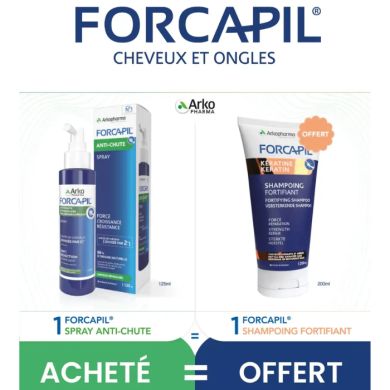 FORCAPIL OFFRE SPRAY ANTI CHUTE 125ML + SHAMPOOING FORTIFIANT 200 ML OFFERT