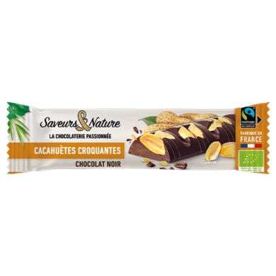 SAVEURS & NATURE LA CHOCOLATERIE PASSIONNEE CACAHUETES CROQANTES CHOCOLAT NOIR 30 G