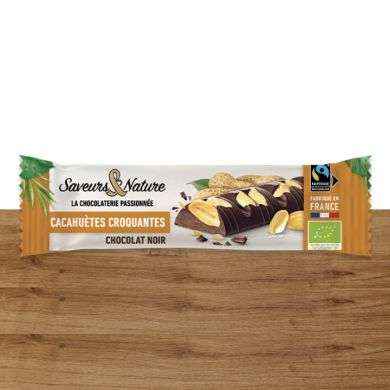 SAVEURS & NATURE LA CHOCOLATERIE PASSIONNEE CACAHUETES CROQANTES CHOCOLAT NOIR 30 G
