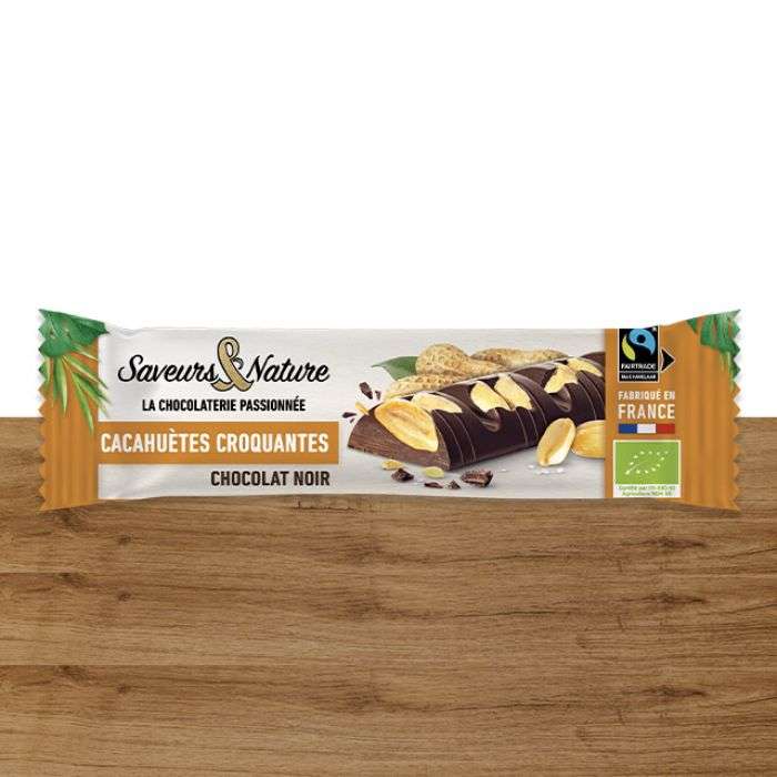 SAVEURS & NATURE LA CHOCOLATERIE PASSIONNEE CACAHUETES CROQANTES CHOCOLAT NOIR 30 G