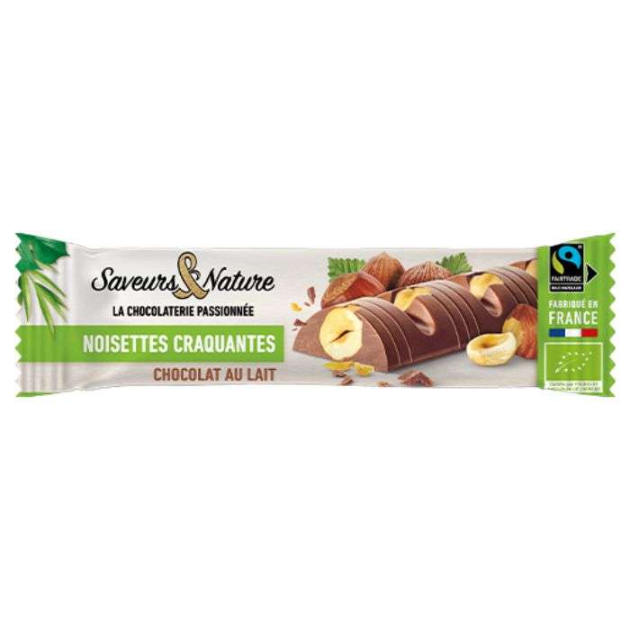 SAVEURS & NATURE LA CHOCOLATERIE PASSIONNEE NOISETTES CRAQUANTES CHOCOLAT AU LAIT 30 G