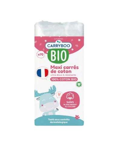 CARRYBOO BIO MAXI CARRES DE COTON 70 UNITES