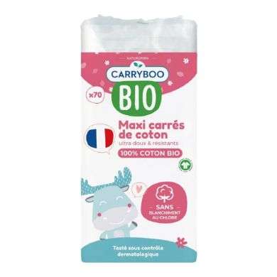 CARRYBOO BIO MAXI CARRES DE COTON 70 UNITES