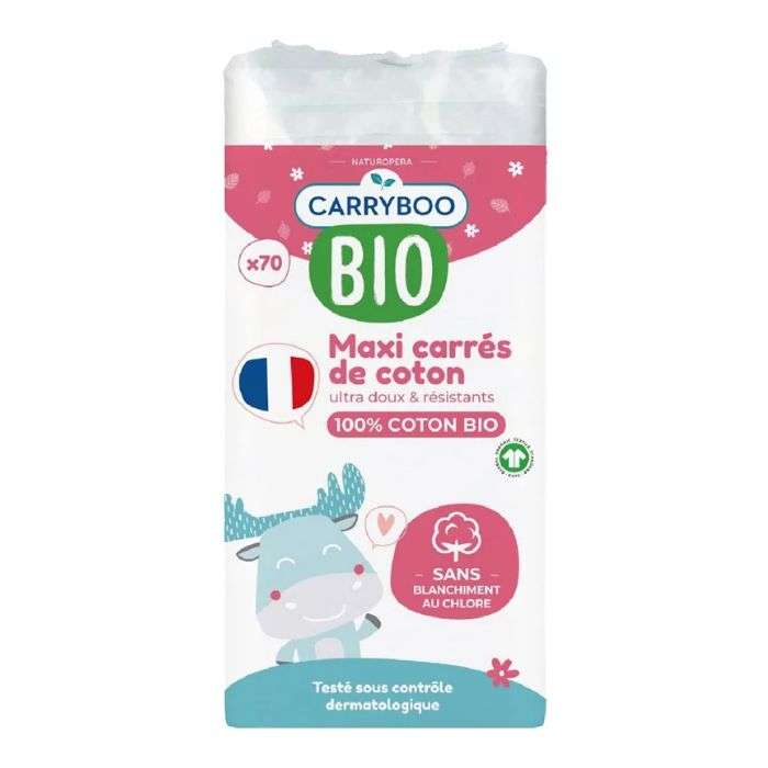 CARRYBOO BIO MAXI CARRES DE COTON 70 UNITES