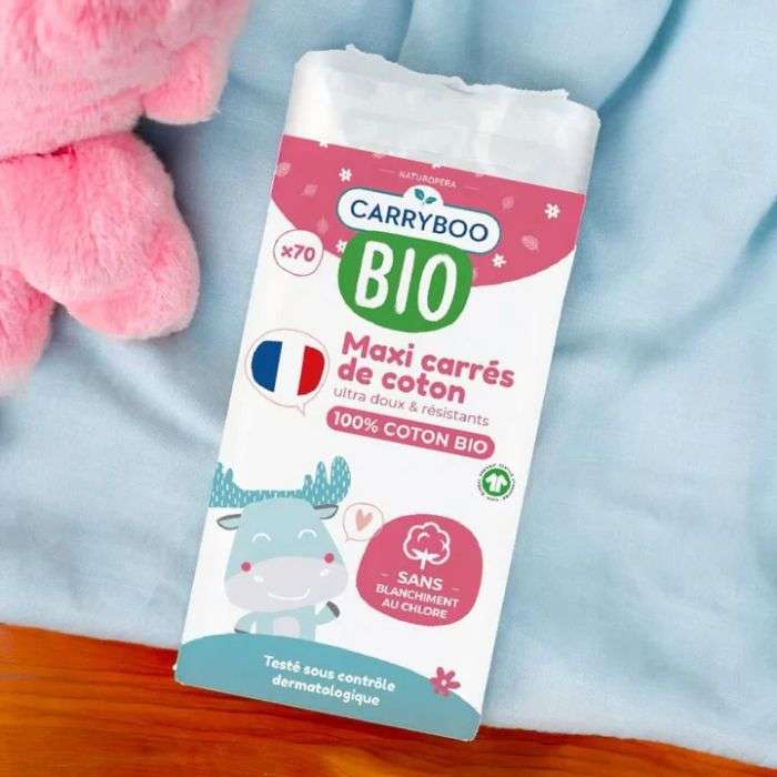 CARRYBOO BIO MAXI CARRES DE COTON 70 UNITES