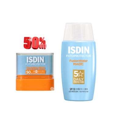 ISDIN FOTOPROTECTOR DUO FUSION WATER MAGIC 50ML+ FOTOPROTECTOR STICK INVISIBLE 10G