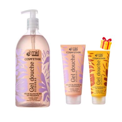 MKL COSMETHIK OFFRE GEL DOUCHE SURGRAS PECHE BLANCHE DE PROVINCE 1L+ GEL PECHE 200ML + GEL HUILE AMANDE 100ML OFFERTS