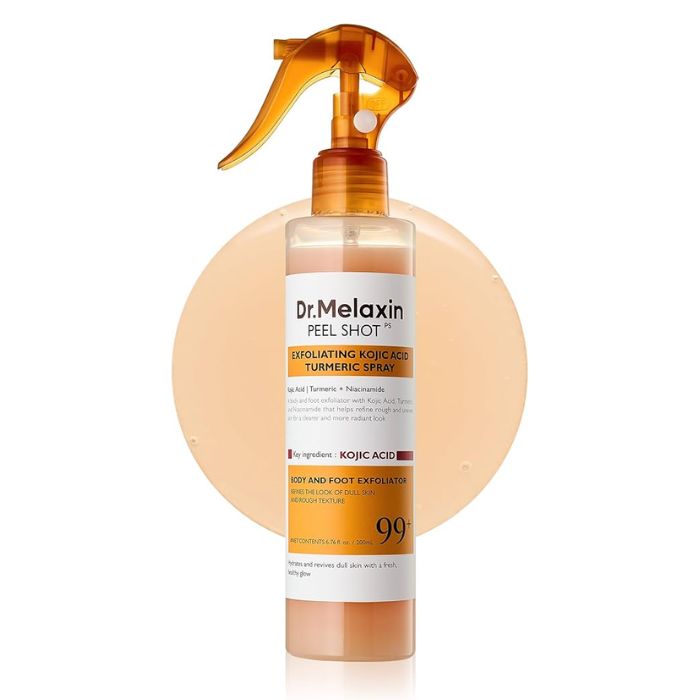 DE MELAXIN PEEL SHOT EXFOLIATING KOJIC ACID TURMERIC SPRAY BODY AND FOOT 200 ML