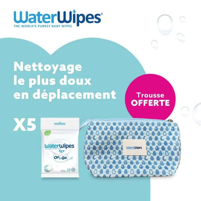 WATERWIPES OFFRE LINGETTES ON THE GO PACK DE 10 + TROUSSE OFFERTE