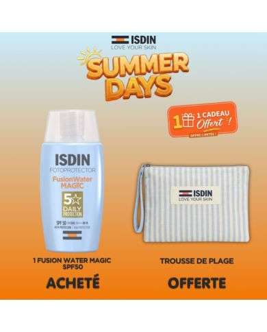 ISDIN OFFRE FOTOPROTECTOR FUSION WATER MAGIC SPF 50+ 50 ML + TROUSSE DE PLAGE OFFERTE