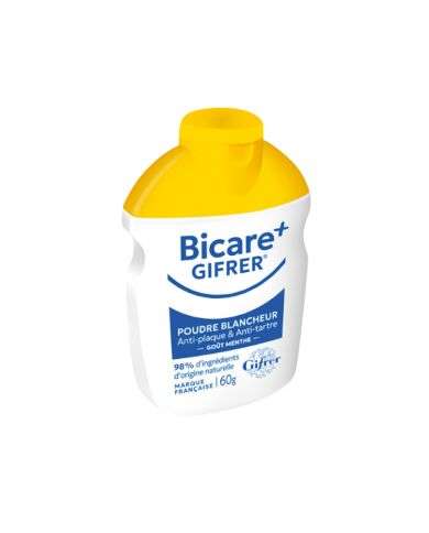 GIFRER BICARE+ POUDRE BLANCHEUR ANTI PLAQUE ET ANTI TARTRE GOUT MENTHE 60G