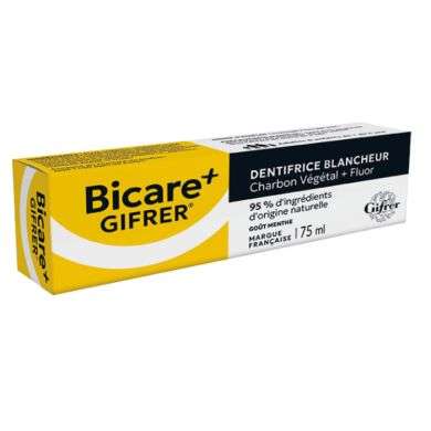 BICARE+ GIFRER DENTIFRICE BLANCHEUR CHARBON VEGETAL + FLUOR 75 ML