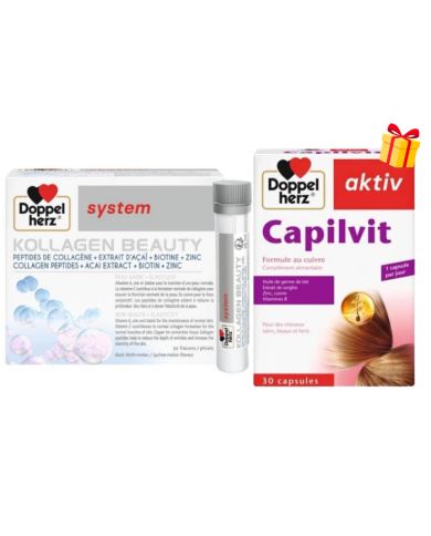 DOPPELHERZ OFFRE KOLLAGEN BEAUTY 30 FLACONS + AKTIV OMEGA3 30 CAPSULES OFFERT