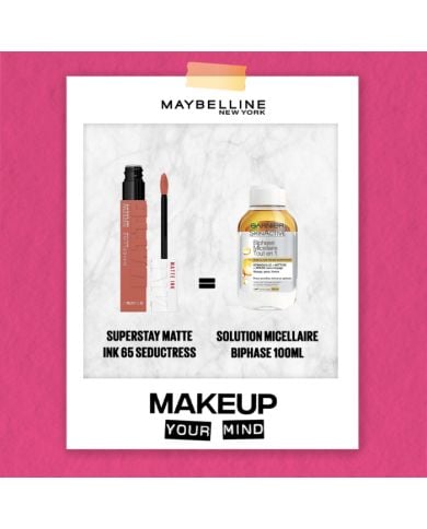 MAYBELLINE OFFRE SUPERSTAY MATTE INK 65 SEDUCTRESS + SOLUTION MICELLAIRE BIPHASE 100 ML OFFERTE