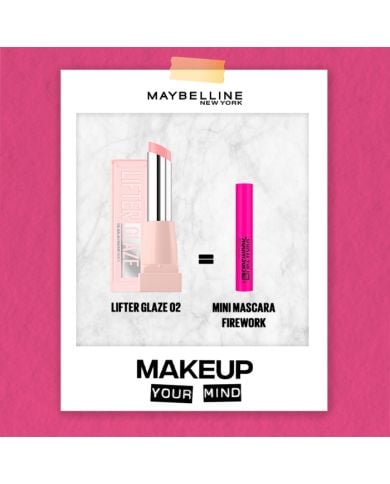 MAYBELLINE OFFRE LIFTER GLAZE 02 +MINI MASCARA FIREWORK OFFERT