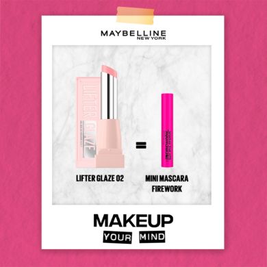 MAYBELLINE OFFRE LIFTER GLAZE 02 +MINI MASCARA FIREWORK OFFERT