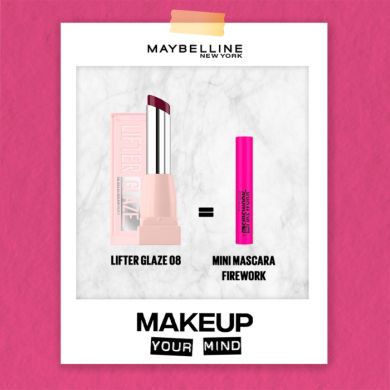 MAYBELLINE OFFRE LIFTER GLAZE 08 +MINI MASCARA FIREWORK OFFERT